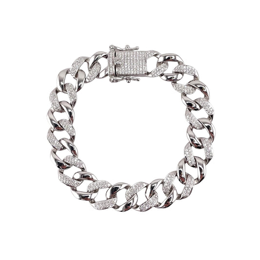 CZ Curb Link Bracelet Sterling Silver