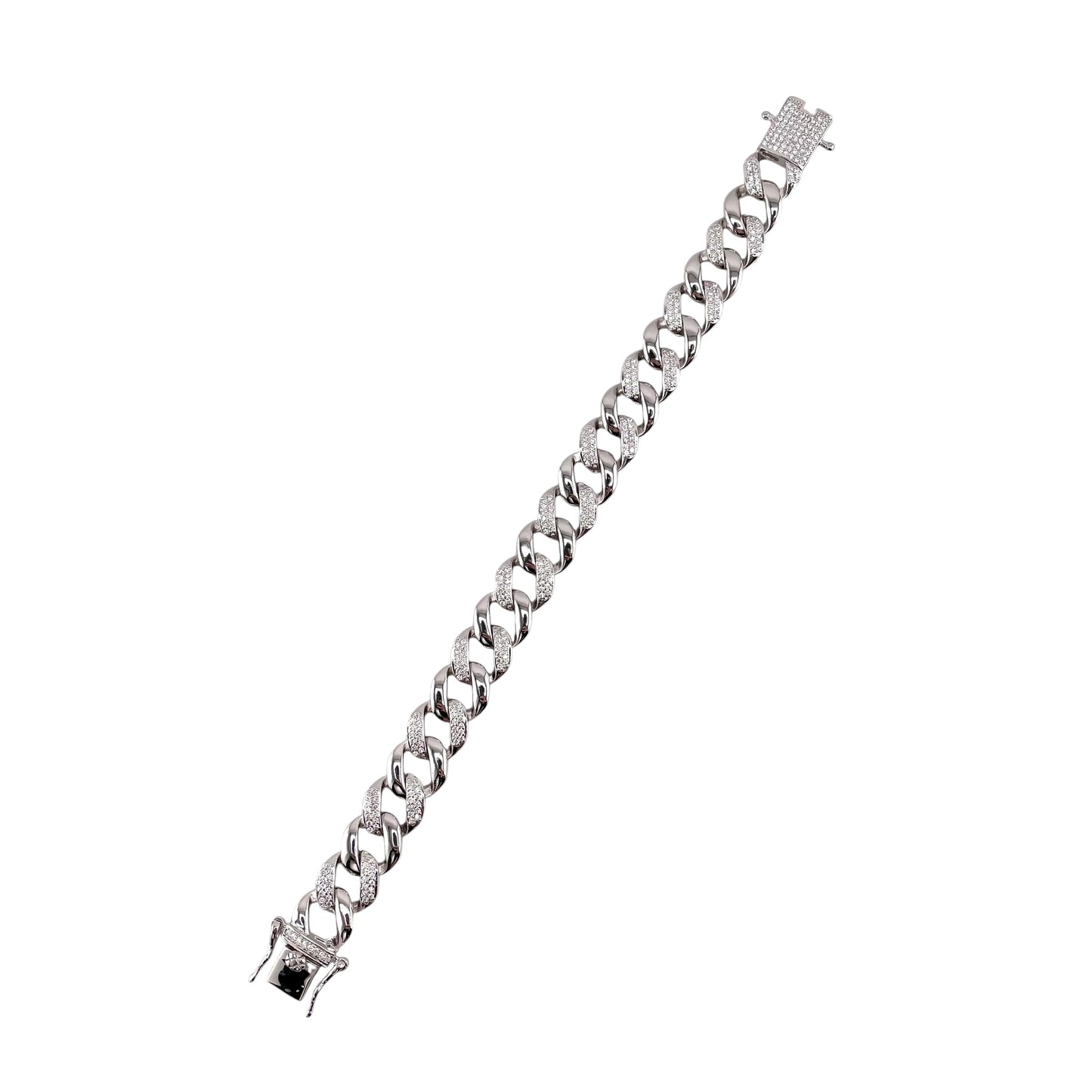 CZ Curb Link Bracelet Sterling Silver