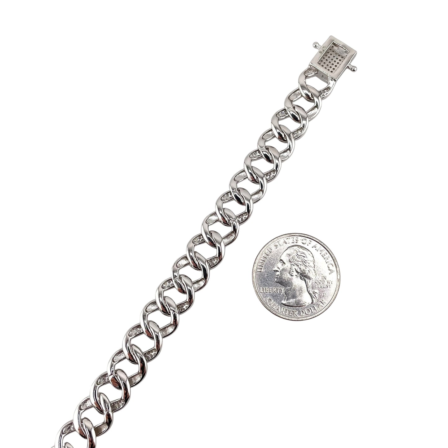 CZ Curb Link Bracelet Sterling Silver