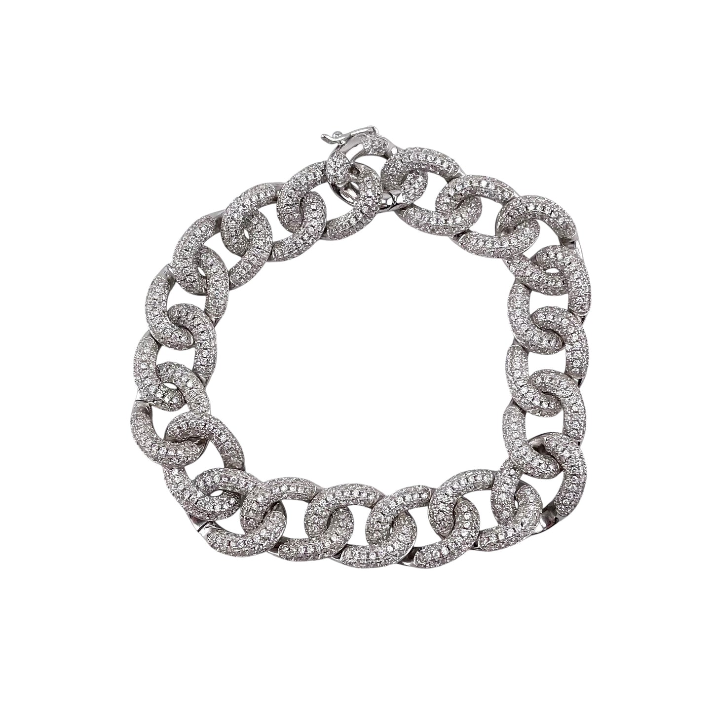 CZ Link Bracelet Sterling Silver