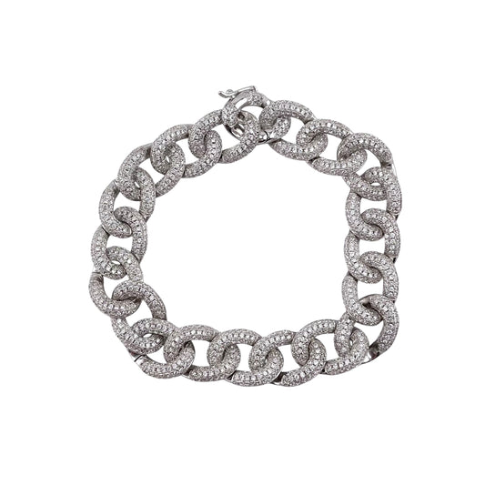 CZ Link Bracelet Sterling Silver