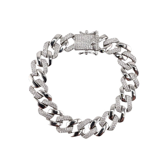 CZ Cuban Link Bracelet Sterling Silver