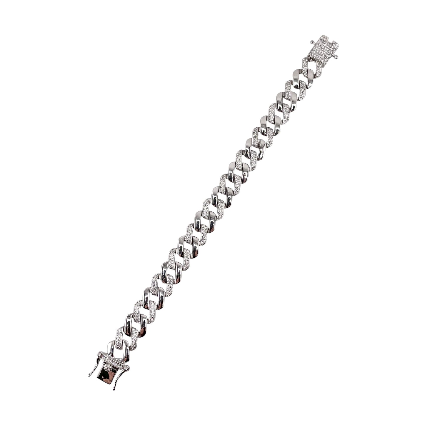 CZ Cuban Link Bracelet Sterling Silver