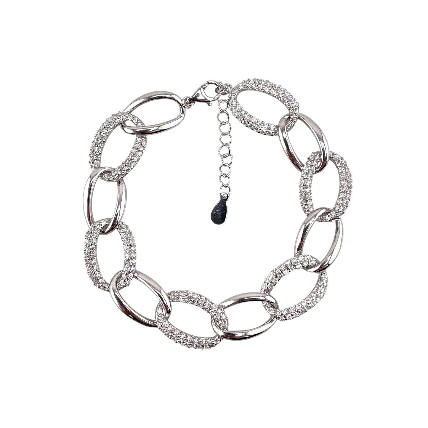 CZ Link Bracelet Sterling Silver