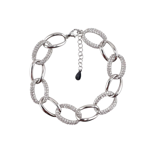 CZ Link Bracelet Sterling Silver
