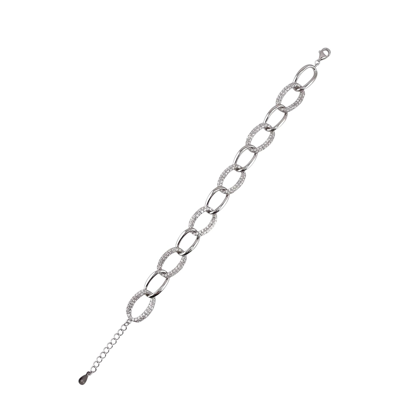 CZ Link Bracelet Sterling Silver