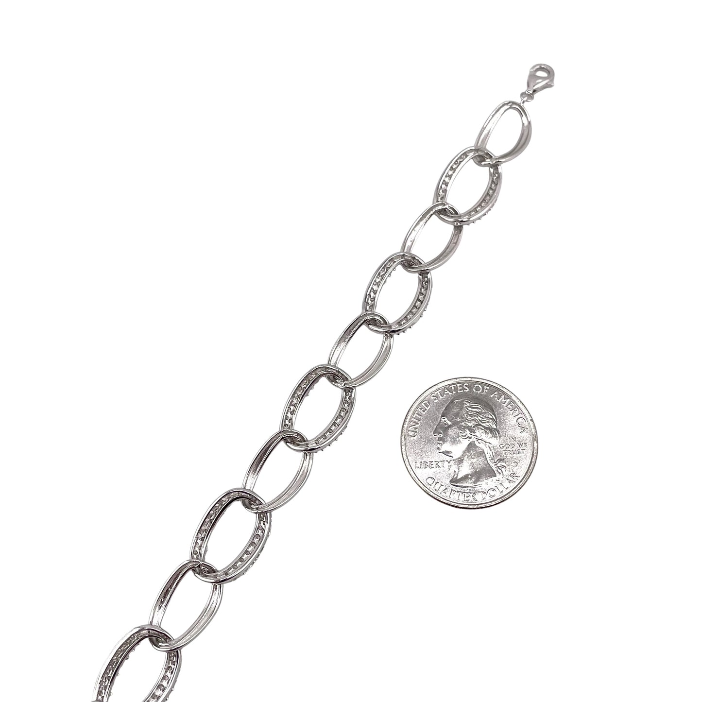CZ Link Bracelet Sterling Silver