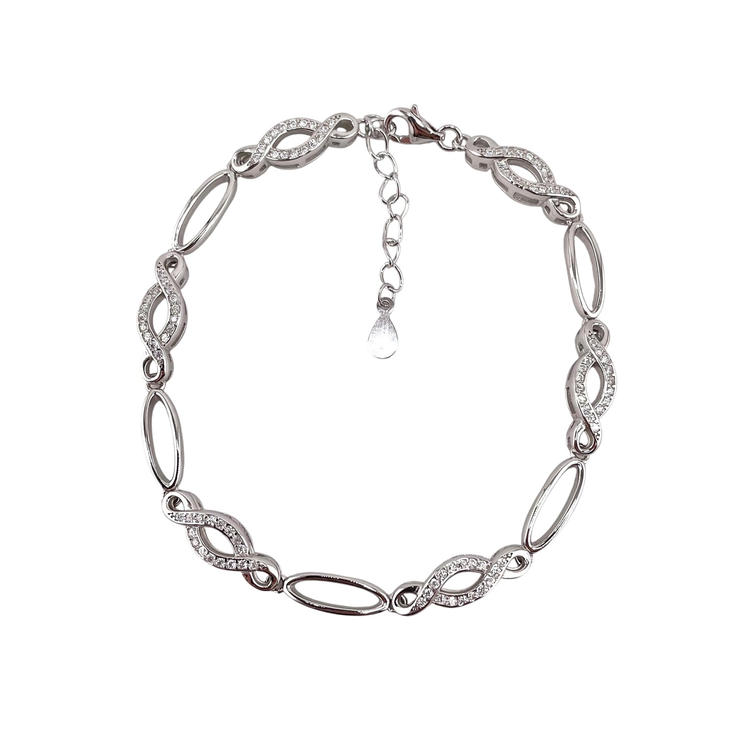 CZ Link Bracelet Sterling Silver