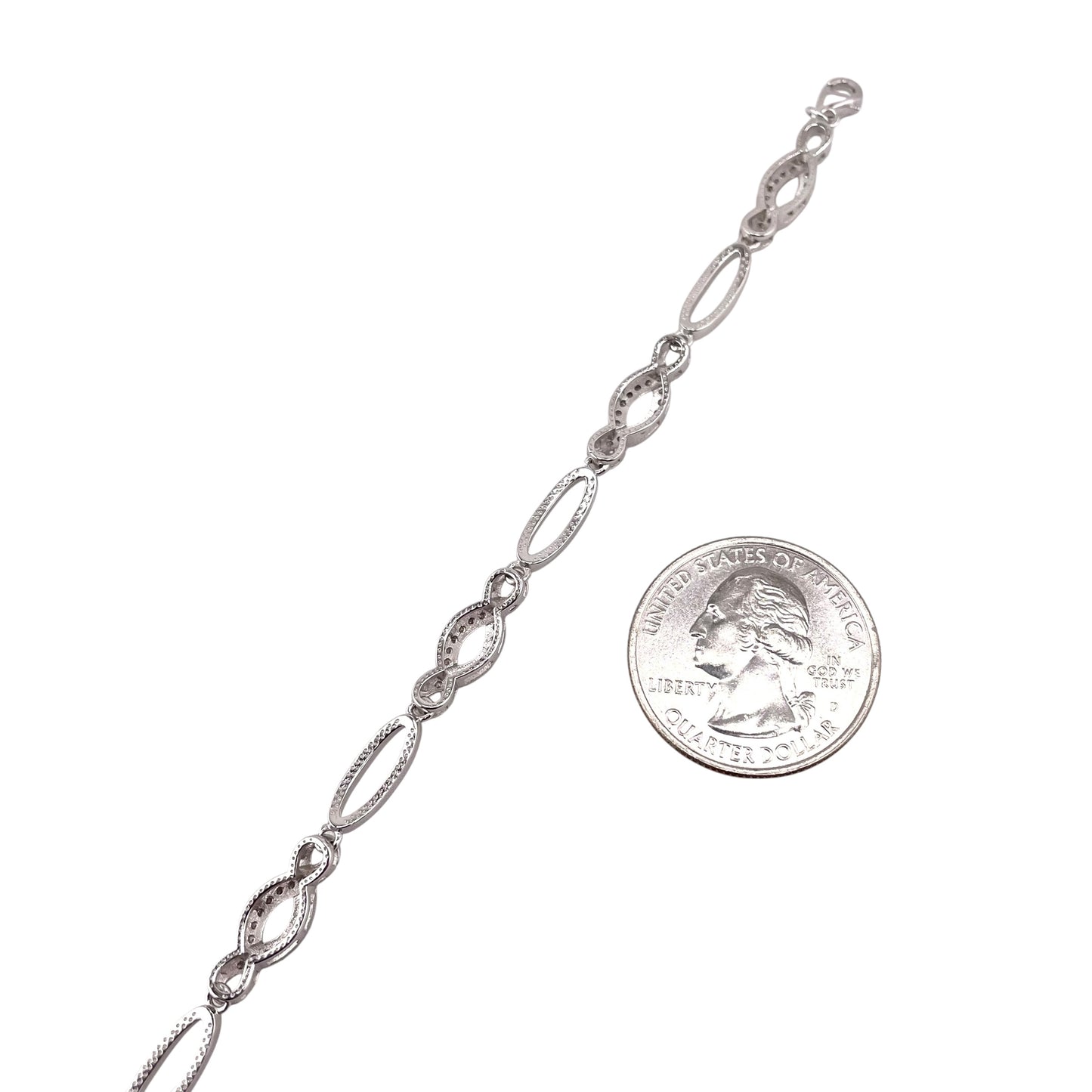 CZ Link Bracelet Sterling Silver