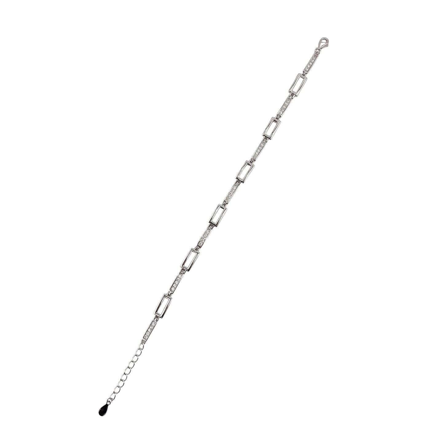 CZ Link Bracelet Sterling Silver