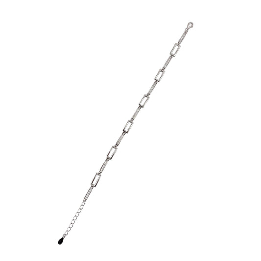 CZ Link Bracelet Sterling Silver