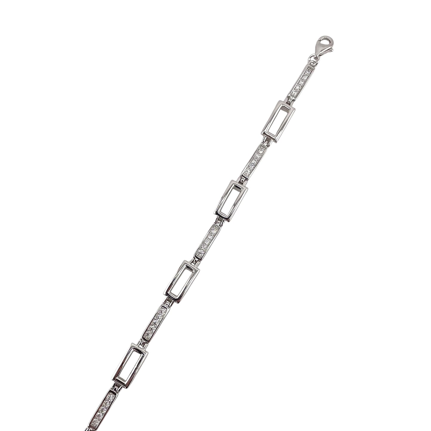 CZ Link Bracelet Sterling Silver