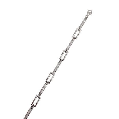 CZ Link Bracelet Sterling Silver