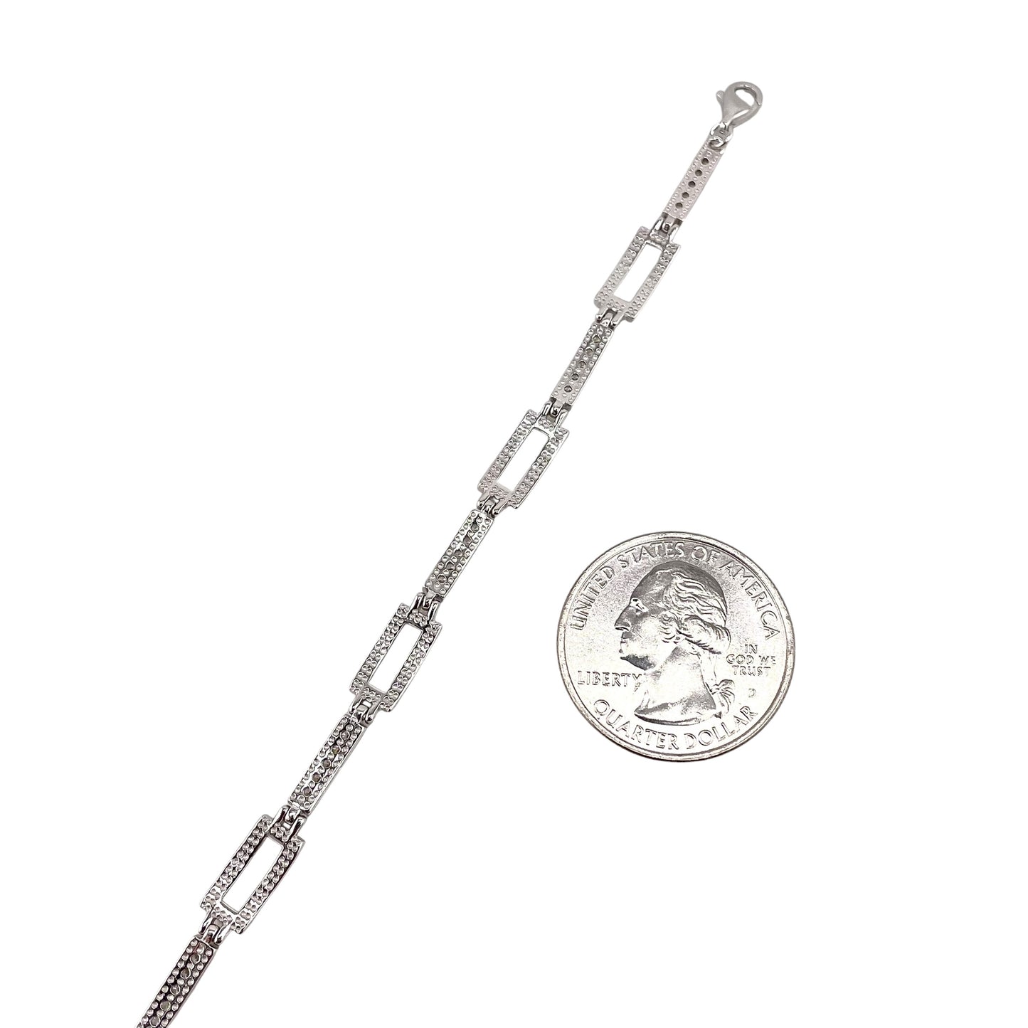 CZ Link Bracelet Sterling Silver