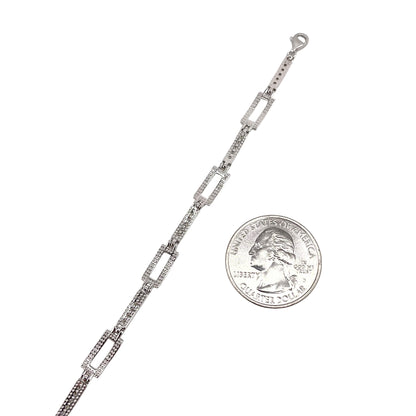 CZ Link Bracelet Sterling Silver