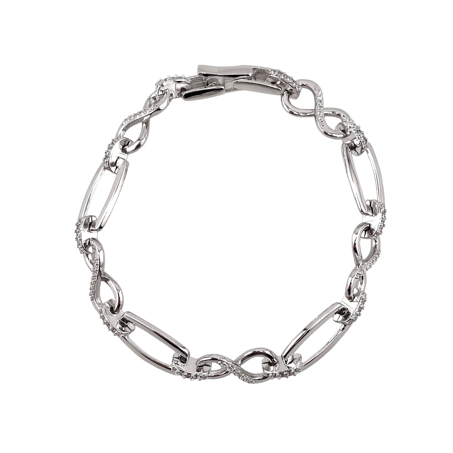 CZ Link Bracelet Sterling Silver
