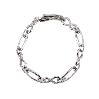 CZ Link Bracelet Sterling Silver