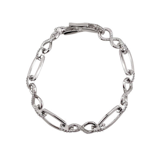 CZ Link Bracelet Sterling Silver