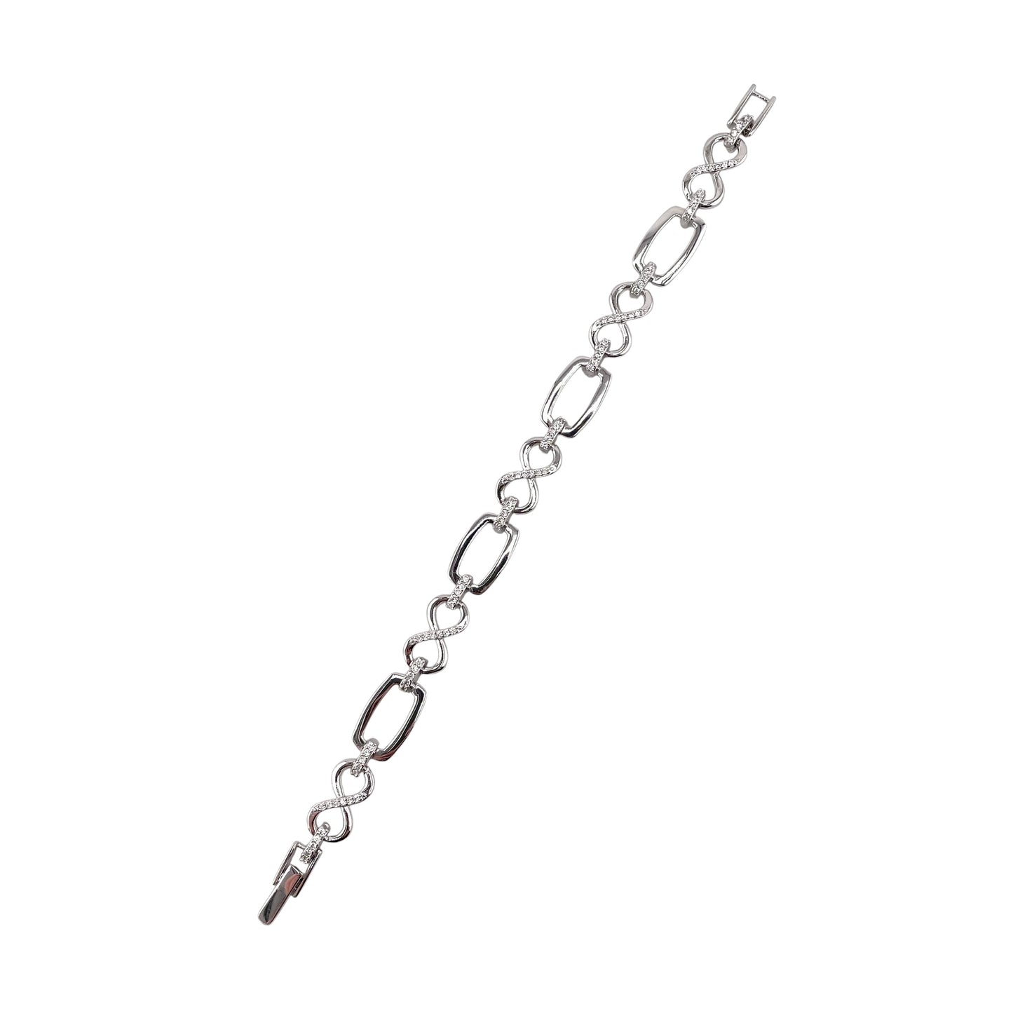 CZ Link Bracelet Sterling Silver