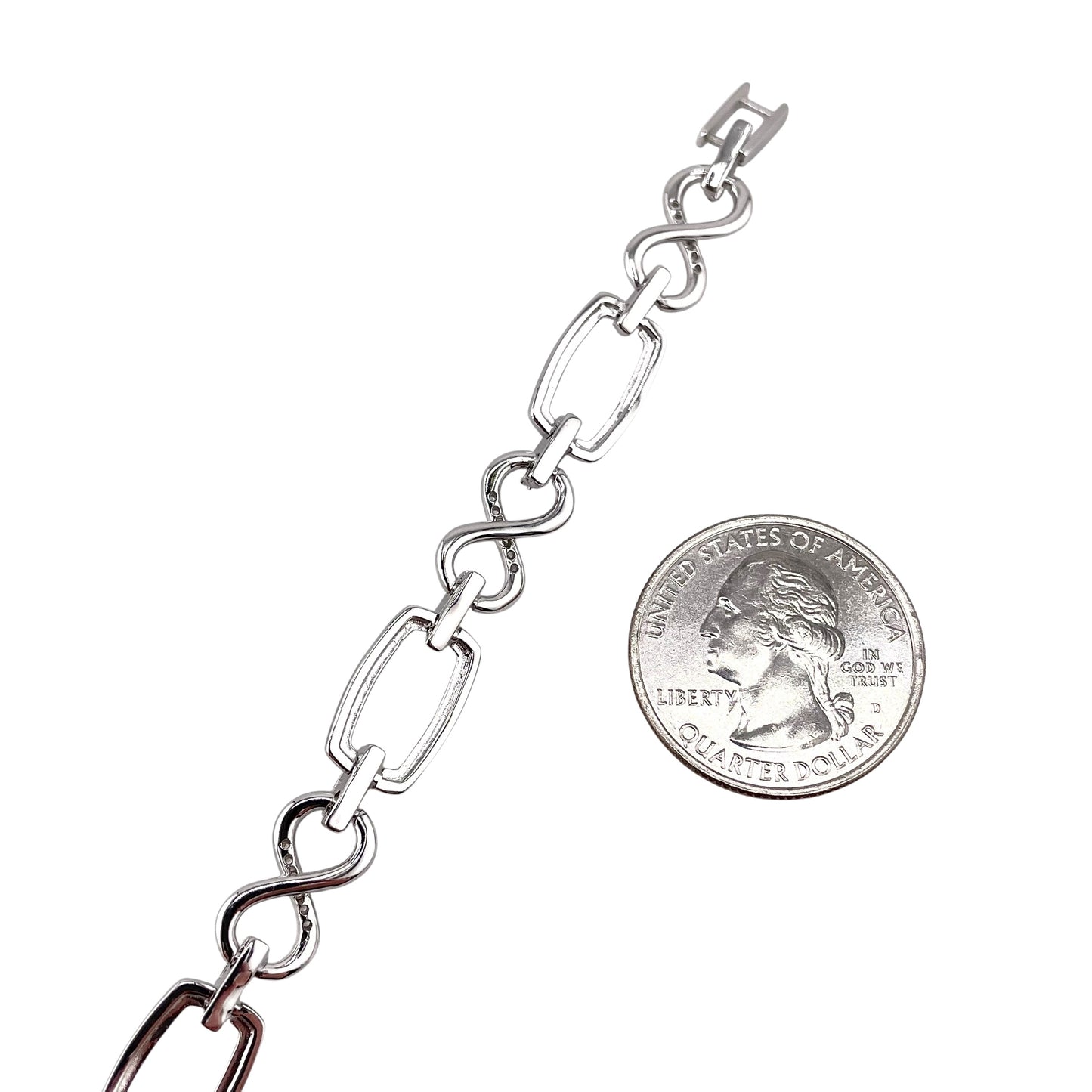 CZ Link Bracelet Sterling Silver