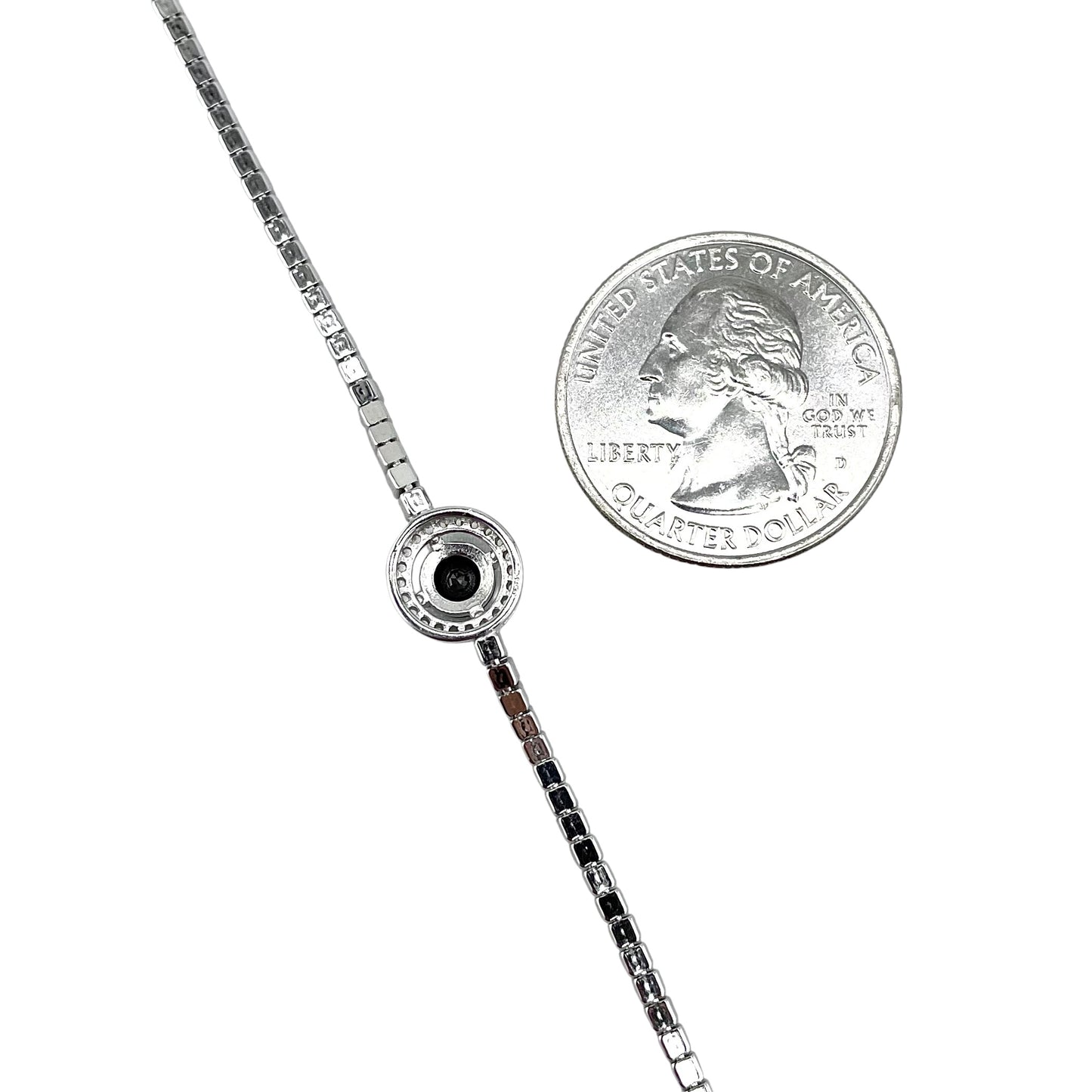 CZ Round Stone Link Bracelet Sterling Silver