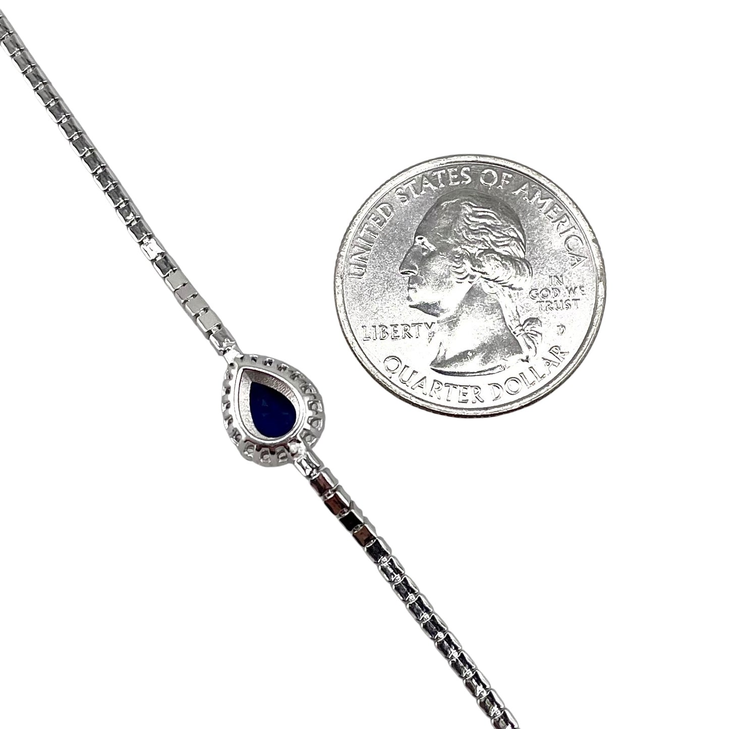 CZ Pear Link Bracelet Sterling Silver