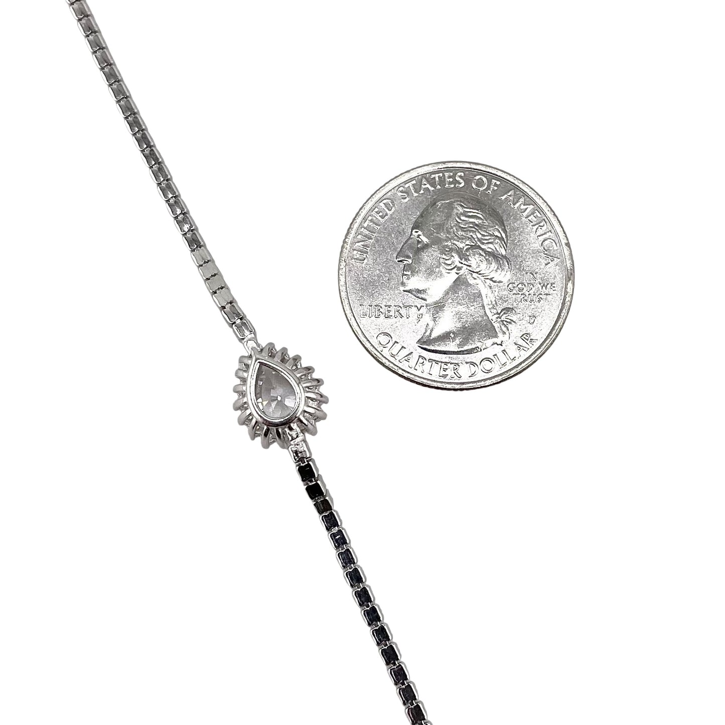 CZ Pear Link Bracelet Sterling Silver
