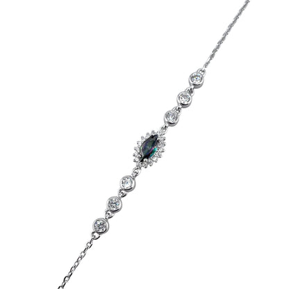 CZ Marquis Link Bracelet Sterling Silver