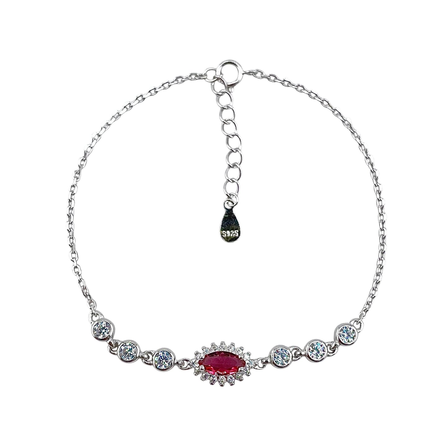 CZ Marquis Link Bracelet Sterling Silver