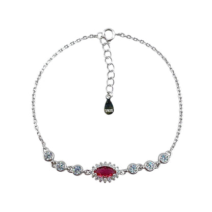 CZ Marquis Link Bracelet Sterling Silver