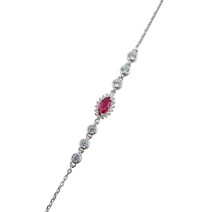 CZ Marquis Link Bracelet Sterling Silver