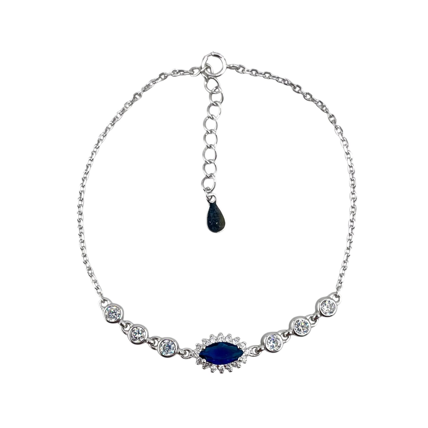 CZ Marquis Link Bracelet Sterling Silver