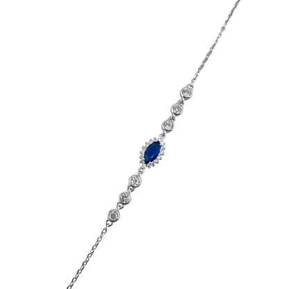 CZ Marquis Link Bracelet Sterling Silver
