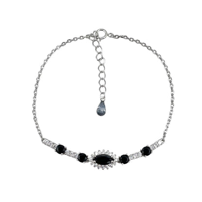 CZ Marquis Stone Link Bracelet Sterling Silver