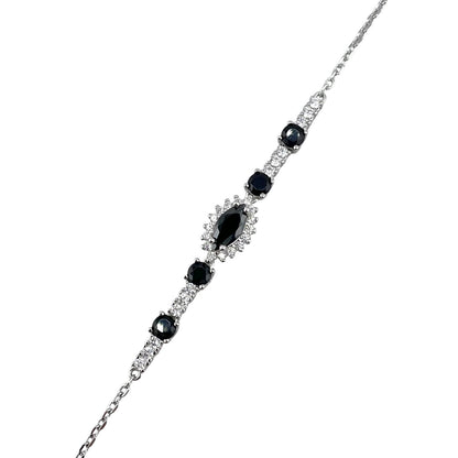CZ Marquis Stone Link Bracelet Sterling Silver