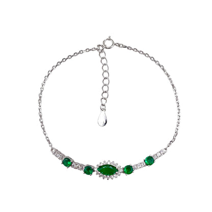 CZ Marquis Stone Link Bracelet Sterling Silver