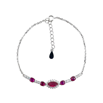 CZ Marquis Stone Link Bracelet Sterling Silver