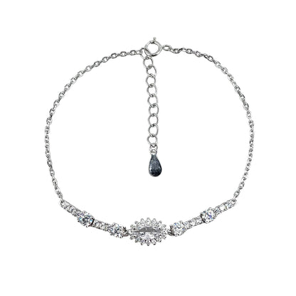 CZ Marquis Stone Link Bracelet Sterling Silver