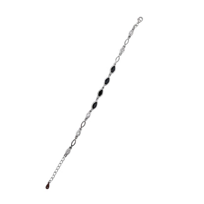 CZ Marquis Stone Link Bracelet Sterling Silver