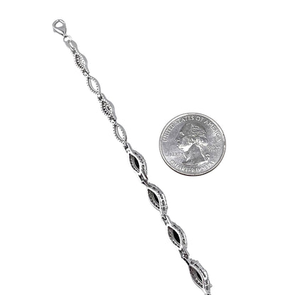 CZ Marquis Stone Link Bracelet Sterling Silver