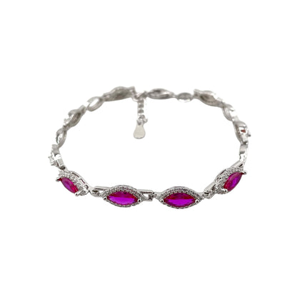 CZ Marquis Stone Link Bracelet Sterling Silver