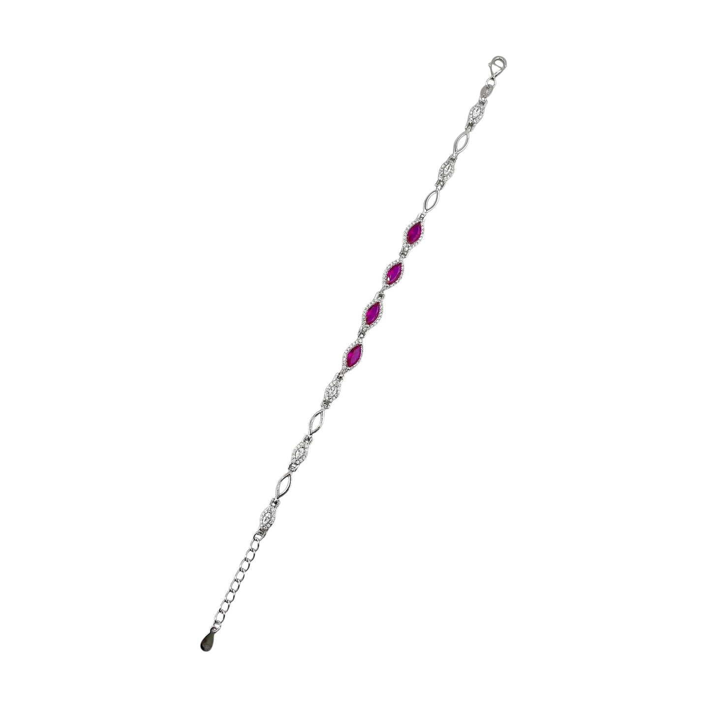 CZ Marquis Stone Link Bracelet Sterling Silver