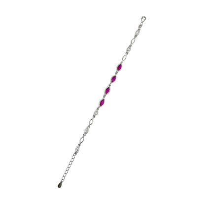 CZ Marquis Stone Link Bracelet Sterling Silver