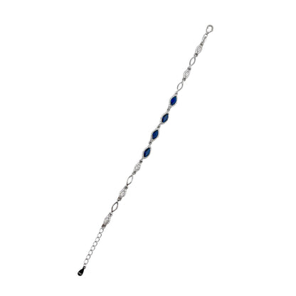 CZ Marquis Stone Link Bracelet Sterling Silver