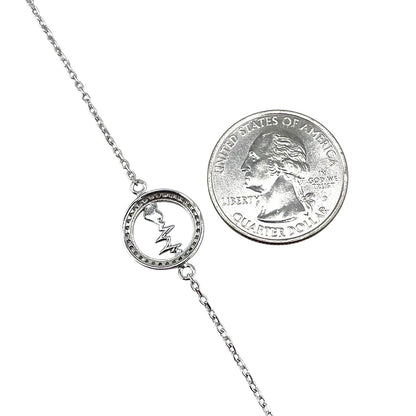 CZ Heartbeat Stone Link Bracelet Sterling Silver