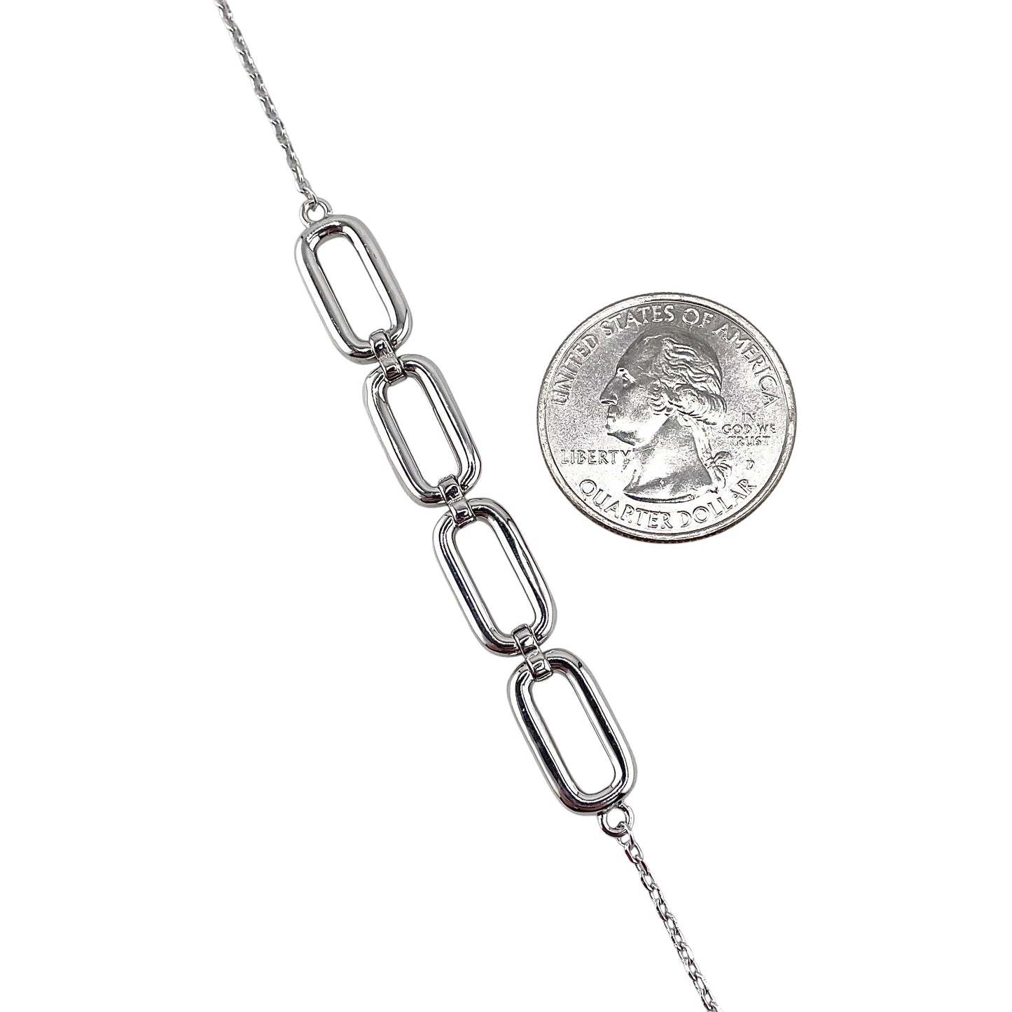 CZ Stone Oval Link Bracelet Sterling Silver