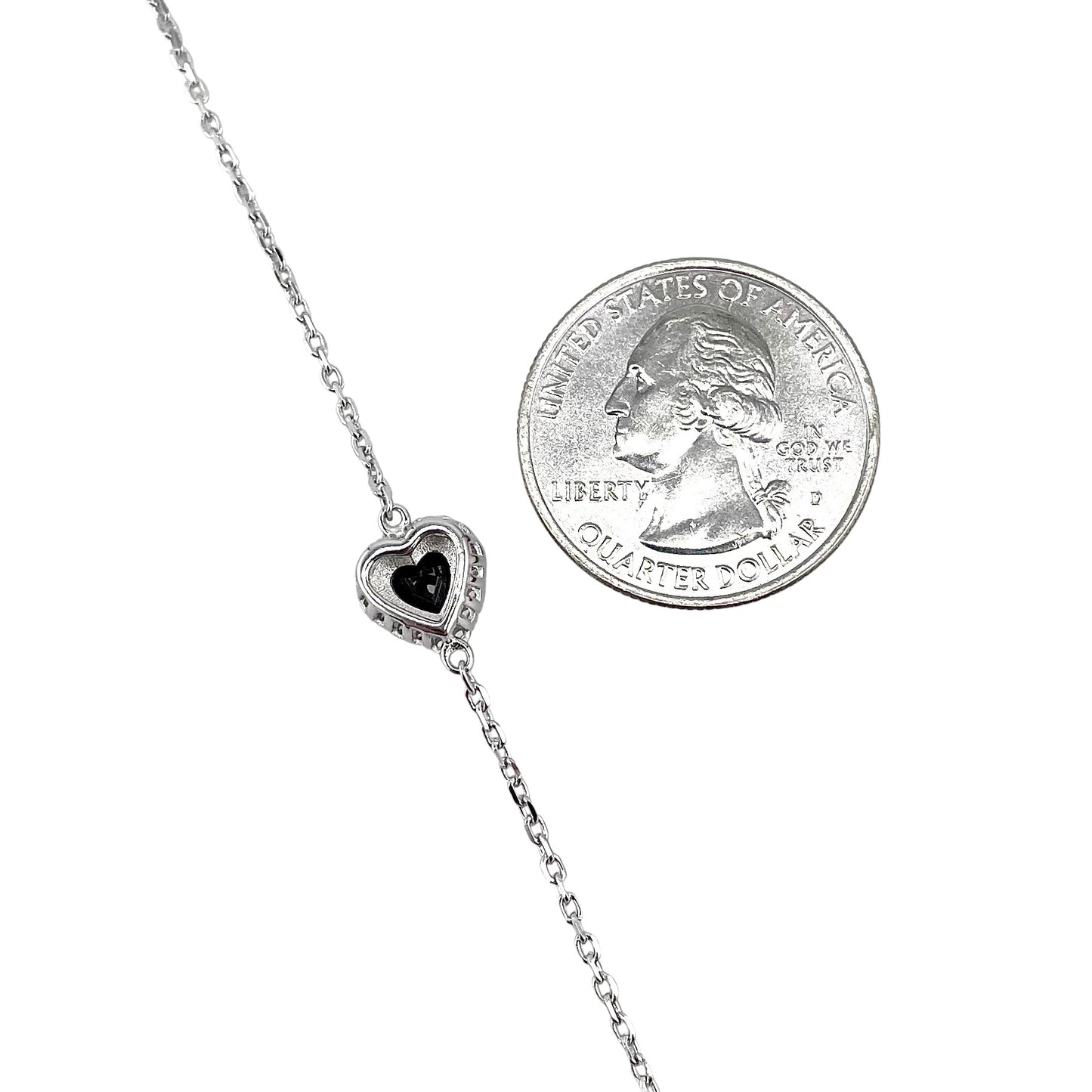 CZ Heart Stone Link Bracelet Sterling Silver