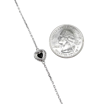 CZ Heart Stone Link Bracelet Sterling Silver