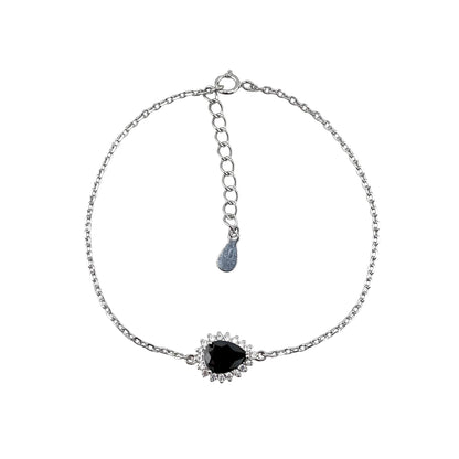 CZ Pear Stone Link Bracelet Sterling Silver
