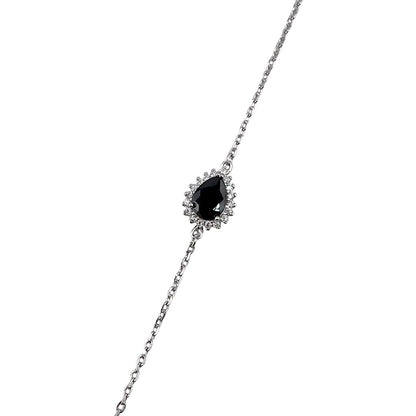 CZ Pear Stone Link Bracelet Sterling Silver